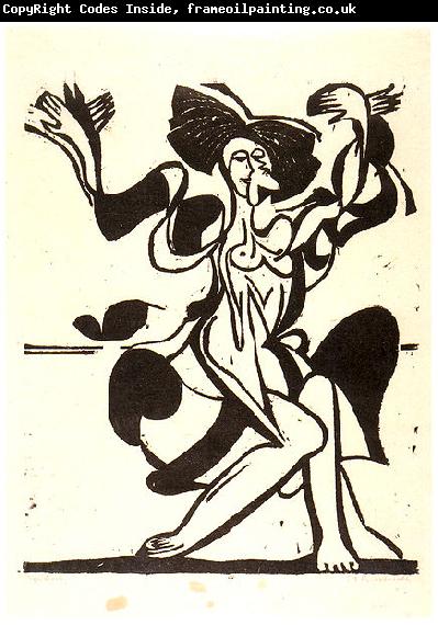Ernst Ludwig Kirchner Dancing Mary Wigman - Woodcut